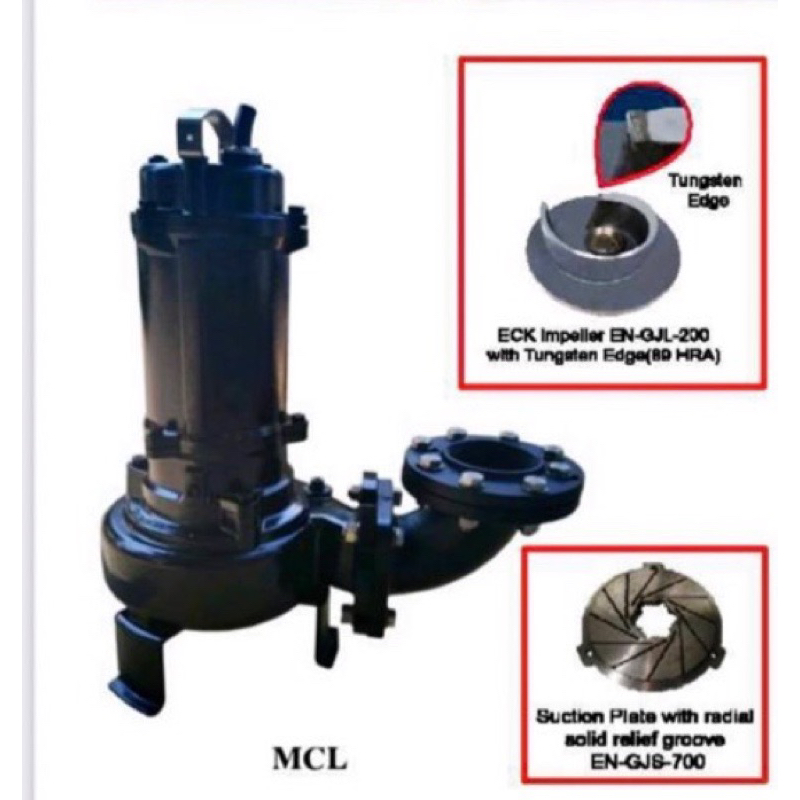 ARWANA ปั้มจุ่มดูดน้ำเสียใบพัดใบมีดรอบต่ำใช้งานหนักรุ่นMCL