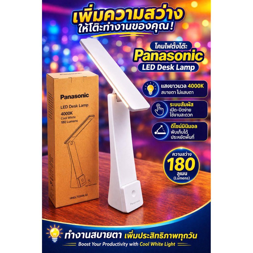 Panasonic LED Desk Lamp 4000K (180lm)โคมไฟตั้งโต๊ะLED.DESK.LAMP4000K