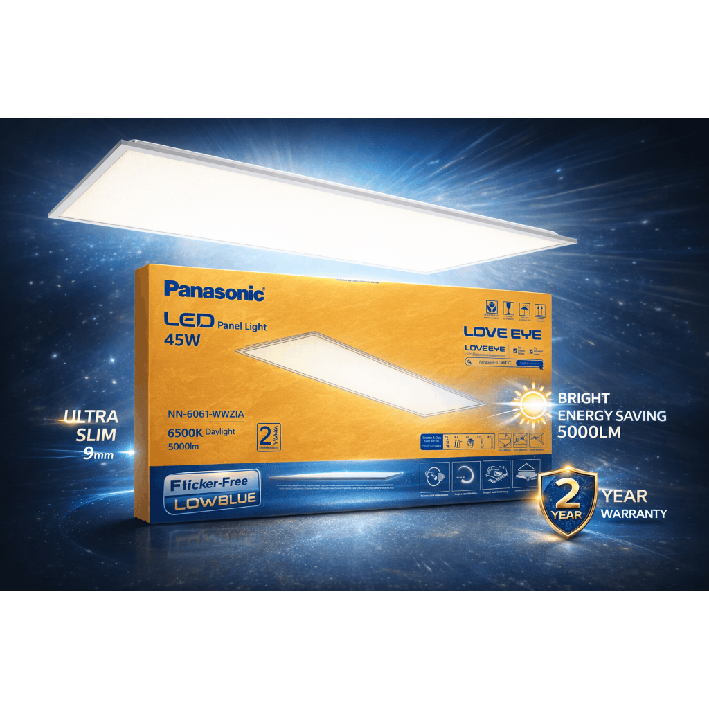 Panasonic LED Panel Light 45W รุ่น LOVEEYE โคมไฟฝังฝ้า 60x120cm.แสงขาว 6500K เเละ 4000K สว่าง 5000lm  รับประกัน 2 ปี