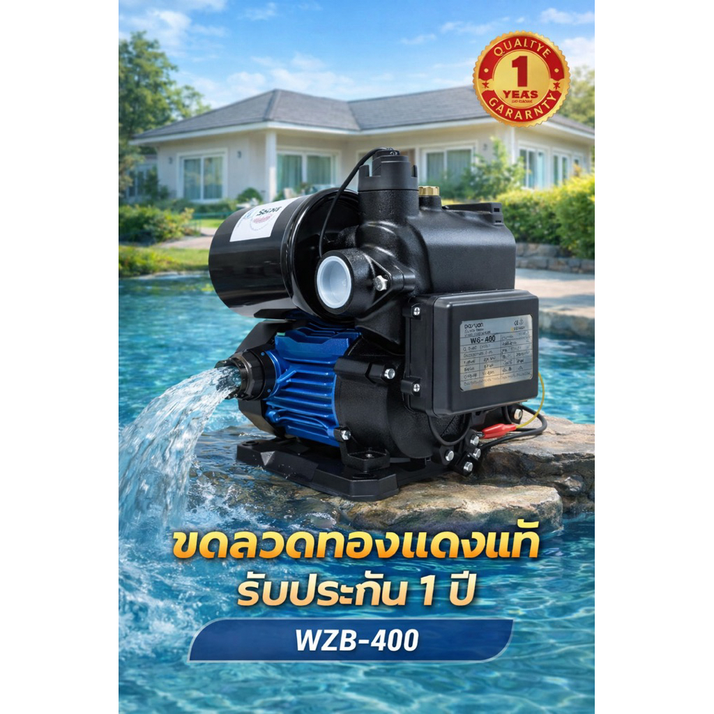 ปั๊มน้ำอัตโนมัติ DASUAN รุ่น WZB-400(400W.)น้ำแรงซะใจราคาติดดิน